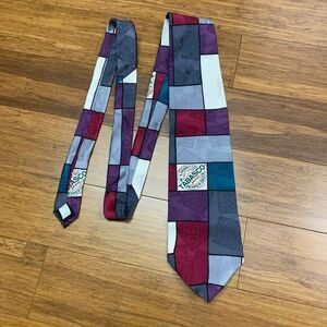 Tabasco Hot Sauce Novelty Silk Neck‎ Tie Geometric Patchwork Pattern Purple Red